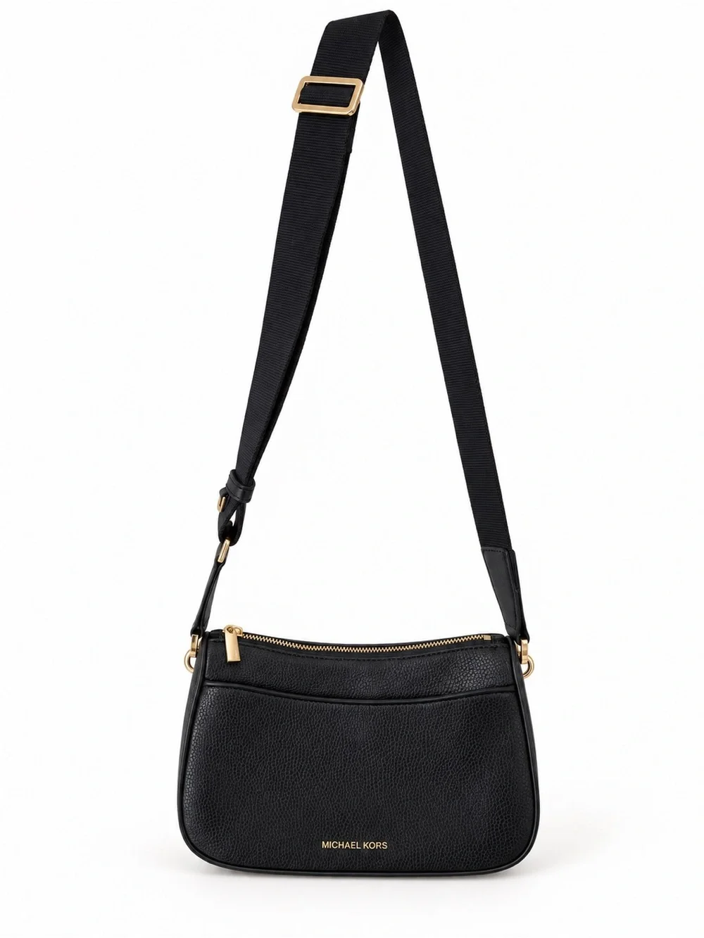 Michael Kors Black Pebbled Leather Crossbody with Gold Hardware